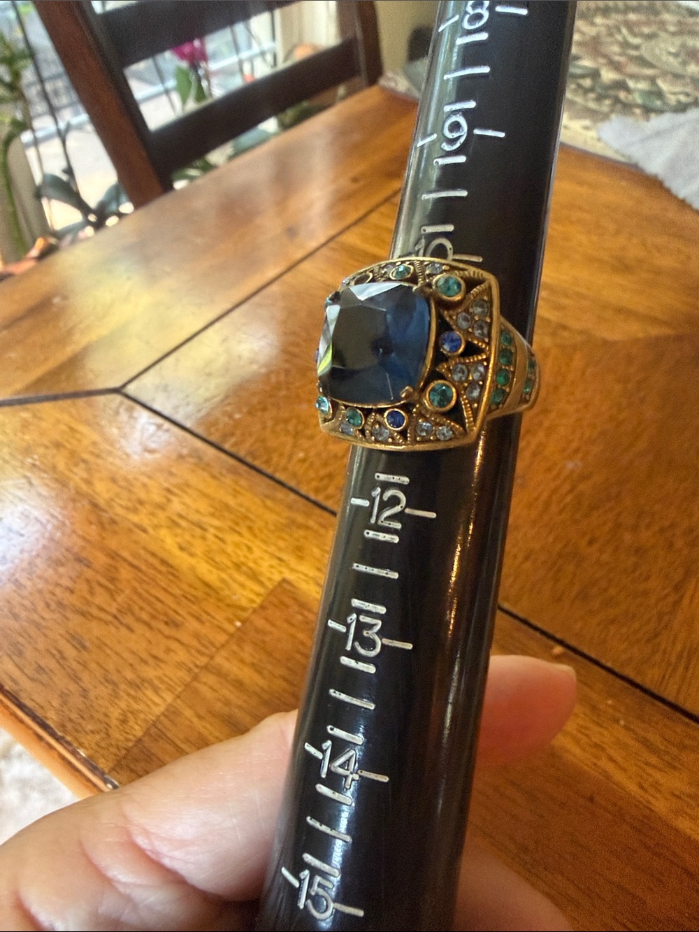 La Vintage Gold-Tone Blue & Teal Cocktail Ring